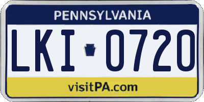 PA license plate LKI0720