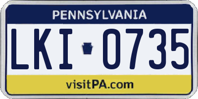 PA license plate LKI0735