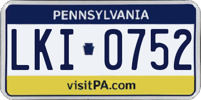 PA license plate LKI0752