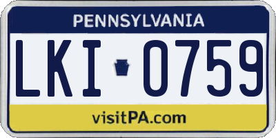 PA license plate LKI0759