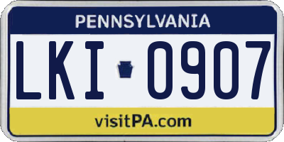 PA license plate LKI0907