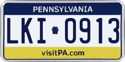 PA license plate LKI0913