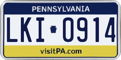 PA license plate LKI0914