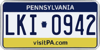 PA license plate LKI0942