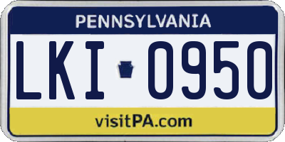 PA license plate LKI0950