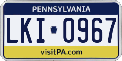 PA license plate LKI0967