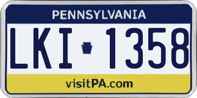 PA license plate LKI1358