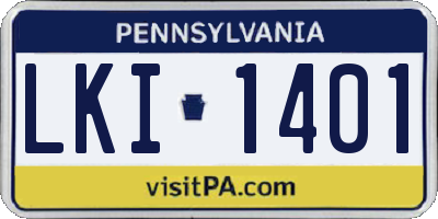 PA license plate LKI1401