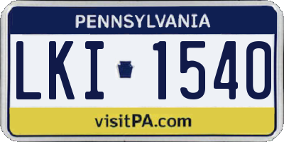 PA license plate LKI1540
