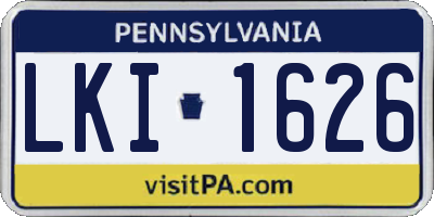PA license plate LKI1626