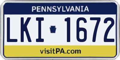 PA license plate LKI1672