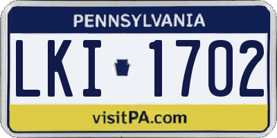 PA license plate LKI1702
