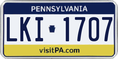 PA license plate LKI1707