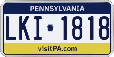 PA license plate LKI1818