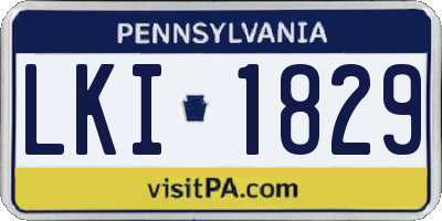 PA license plate LKI1829