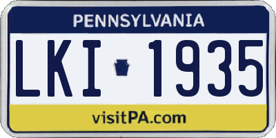PA license plate LKI1935