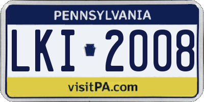 PA license plate LKI2008