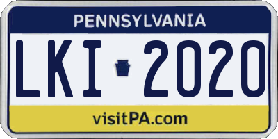 PA license plate LKI2020