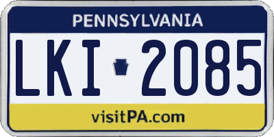 PA license plate LKI2085