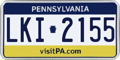 PA license plate LKI2155