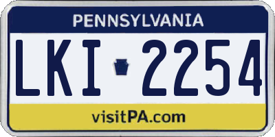 PA license plate LKI2254