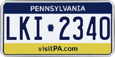 PA license plate LKI2340