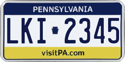 PA license plate LKI2345