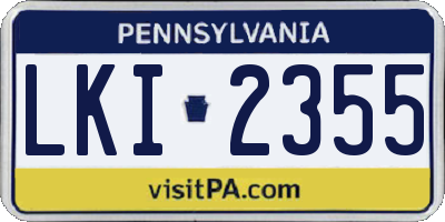 PA license plate LKI2355