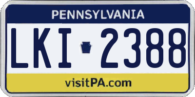PA license plate LKI2388