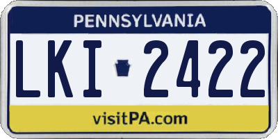 PA license plate LKI2422