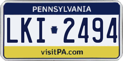 PA license plate LKI2494