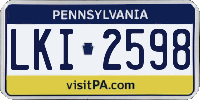 PA license plate LKI2598