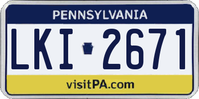 PA license plate LKI2671