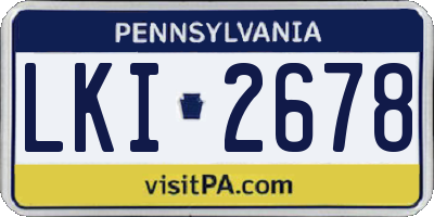 PA license plate LKI2678