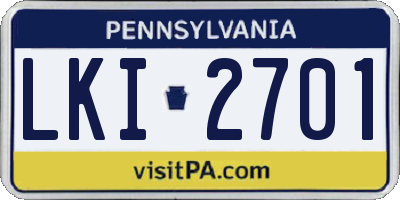 PA license plate LKI2701