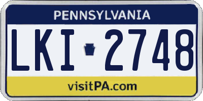 PA license plate LKI2748