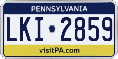 PA license plate LKI2859