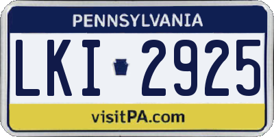 PA license plate LKI2925