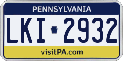 PA license plate LKI2932