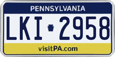 PA license plate LKI2958