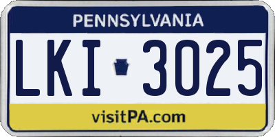 PA license plate LKI3025