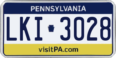 PA license plate LKI3028