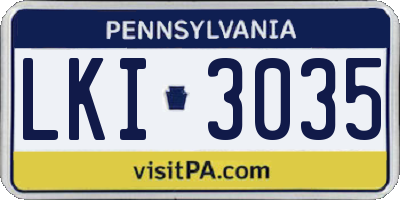 PA license plate LKI3035