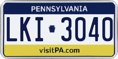 PA license plate LKI3040