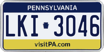PA license plate LKI3046