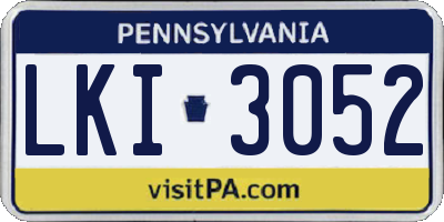 PA license plate LKI3052