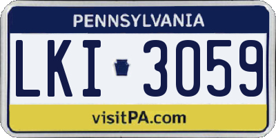 PA license plate LKI3059