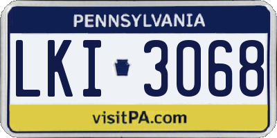 PA license plate LKI3068