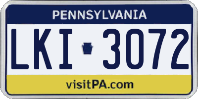 PA license plate LKI3072