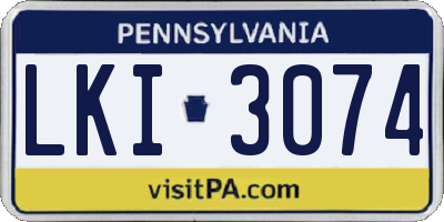 PA license plate LKI3074